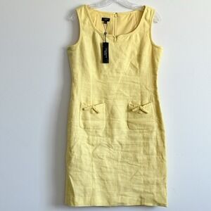 NEW Talbots Linen‎ Blend Dress Butter Yellow Event Party Old Money Sz 10P